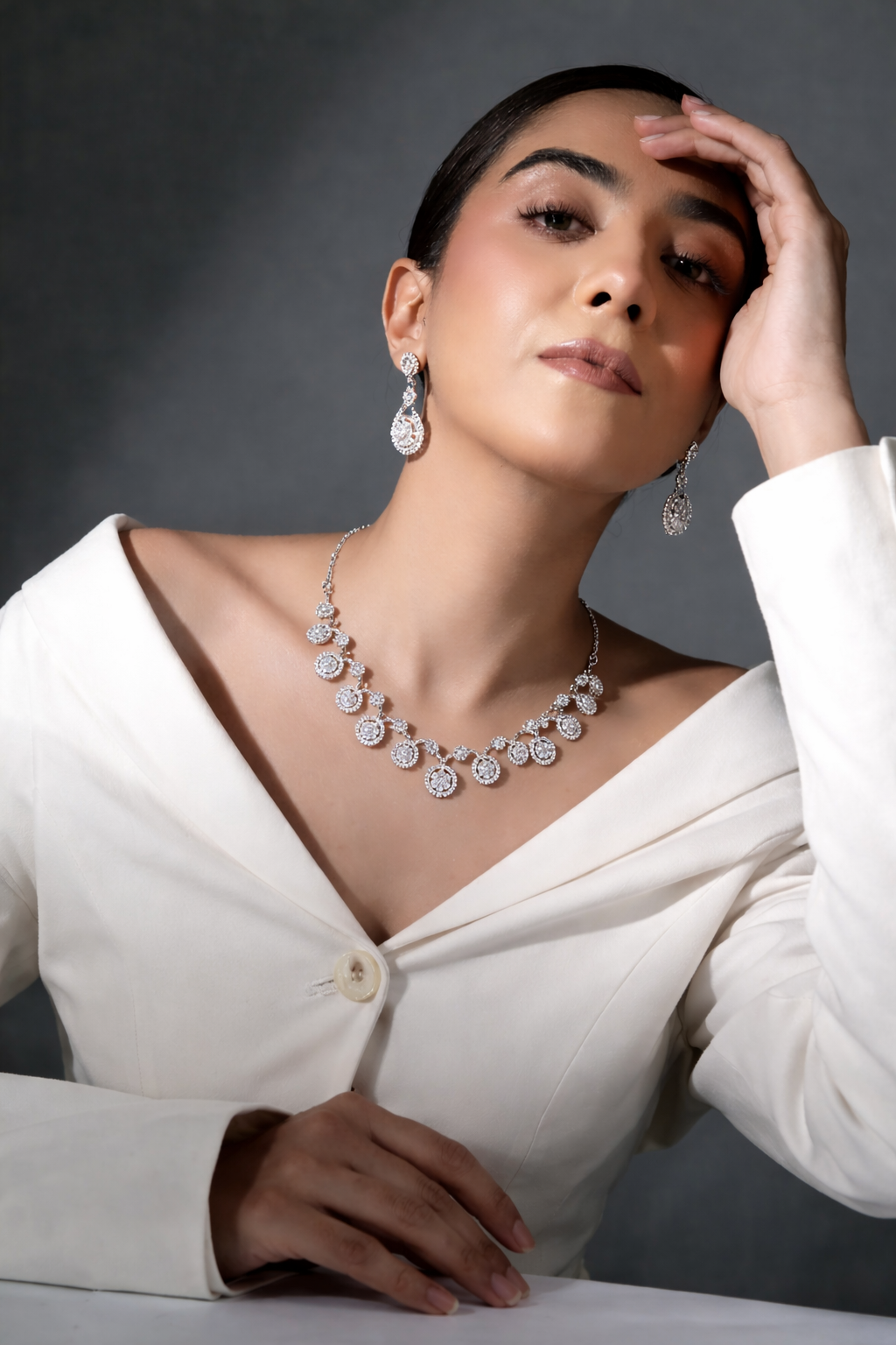 Elegant CZ AD Necklace Set