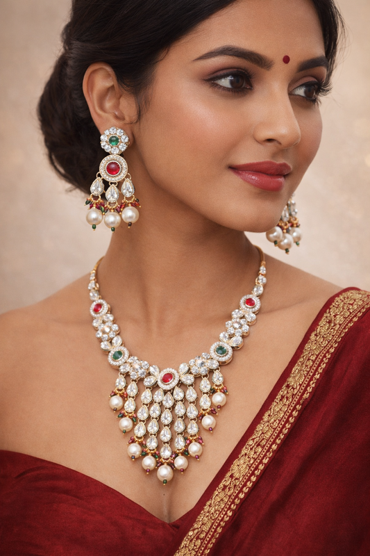Kundan Pearl Necklace Set