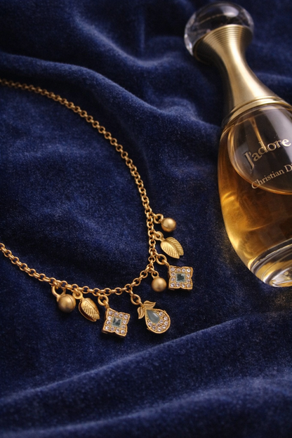Crystal Charm Gold Necklace