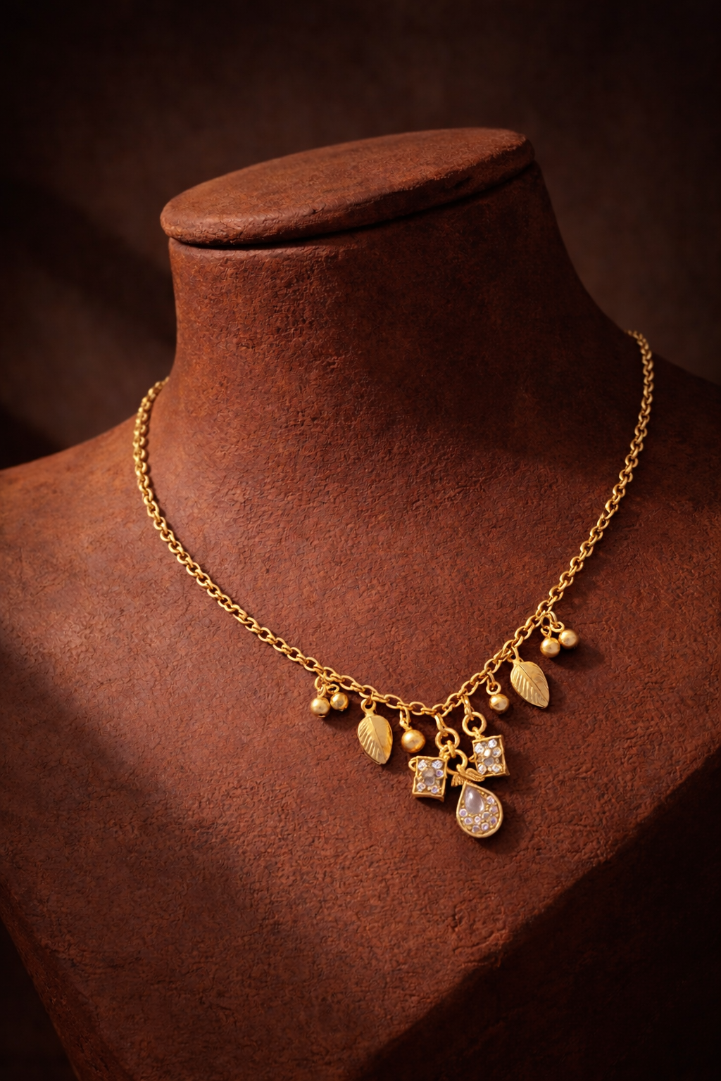 Crystal Drop Charm Necklace