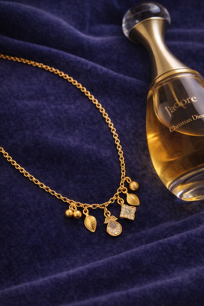Crystal Drop Charm Necklace