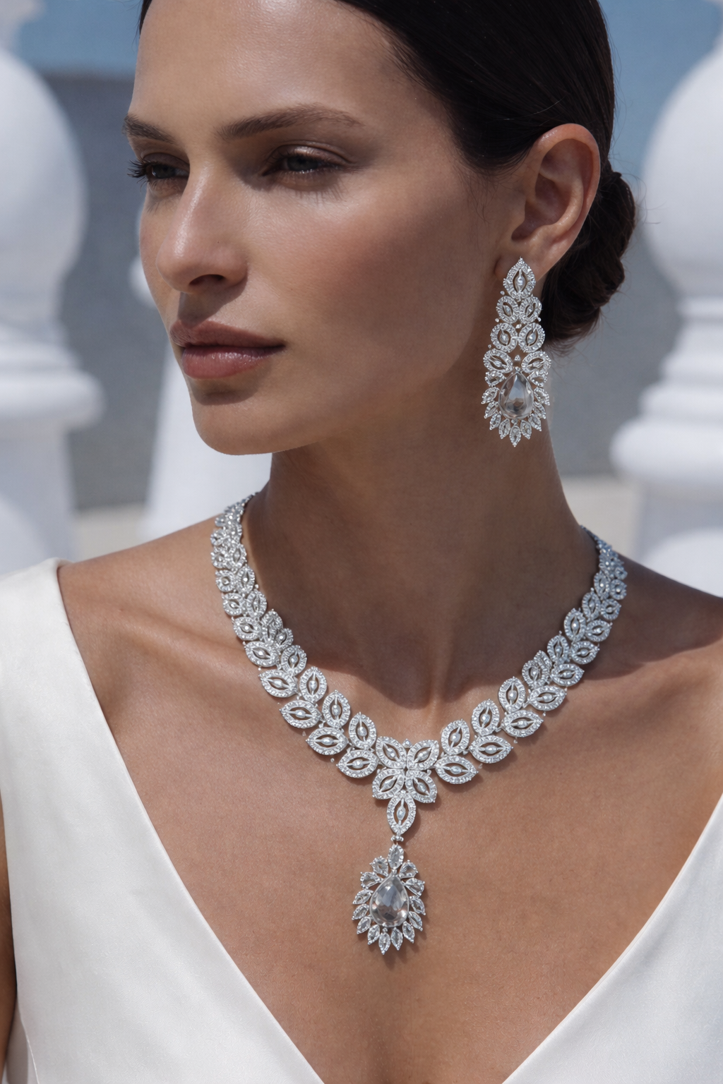 Royal Leaf Diamond Necklace Set