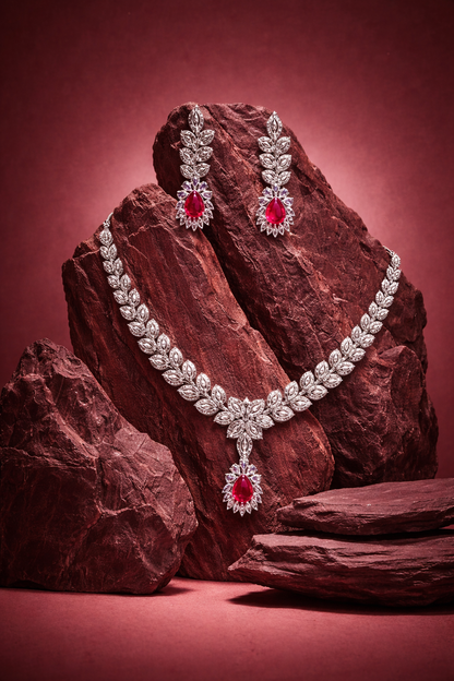 Ruby Elegance Diamond Necklace Set
