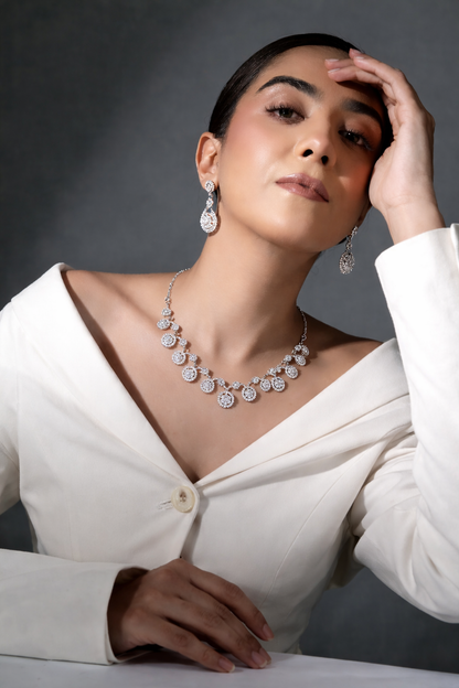 Elegant CZ AD Necklace Set