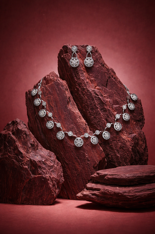 Elegant CZ AD Necklace Set