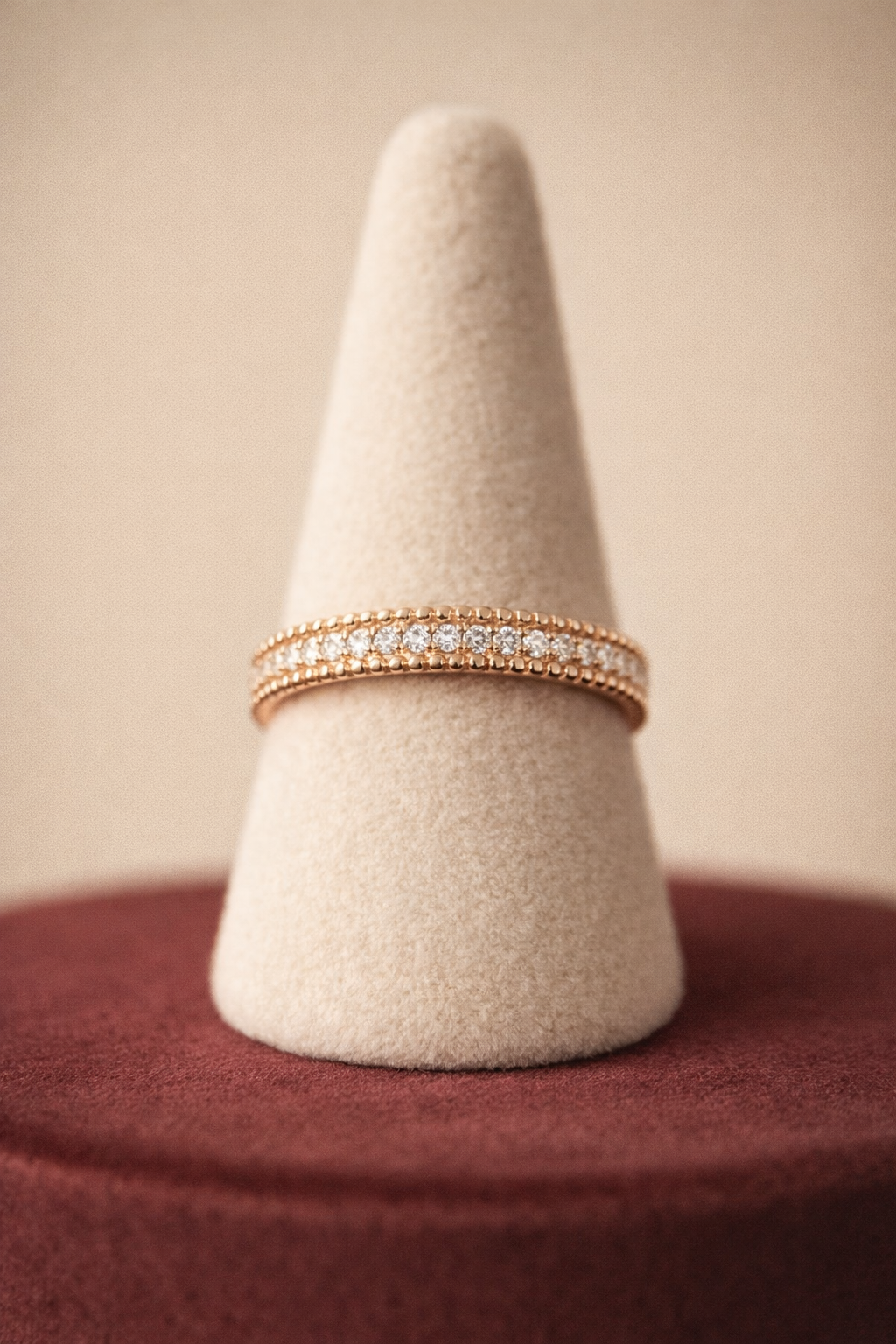 Minimalist Rose Gold Diamond-Style Eternity Band Ring