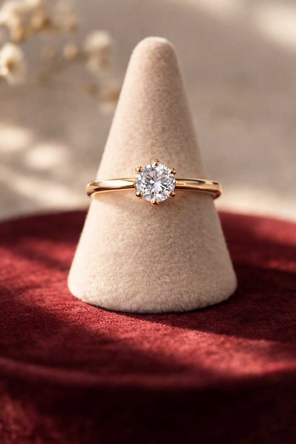 Classic Solitaire Zircon Rose Gold-Plated Engagement Ring