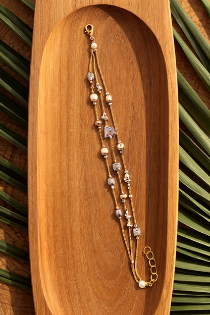 Premium Dual-Tone Crystal Charm Adjustable Bracelet for Women