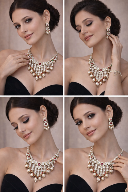 Kundan Pearl Necklace Set