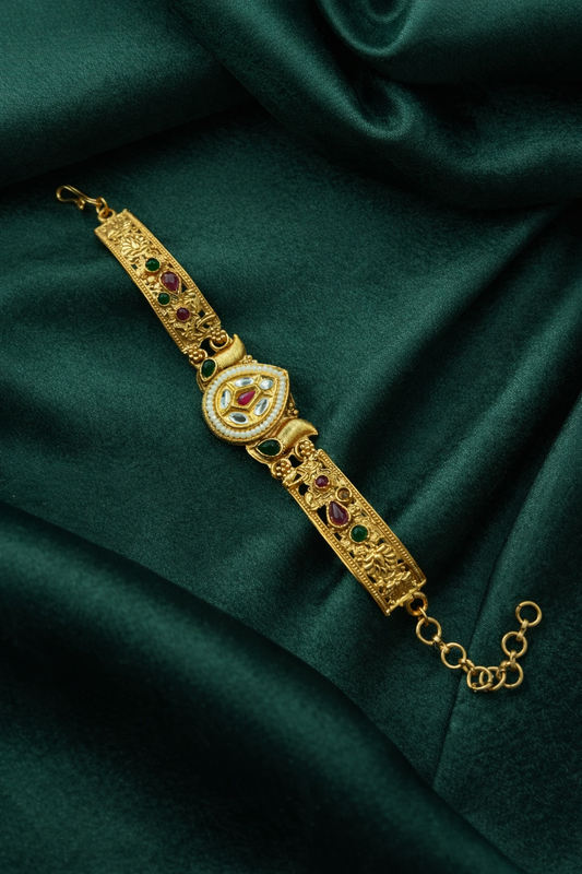 Royal Heritage Gold Bracelet with Ruby & Emerald Accents