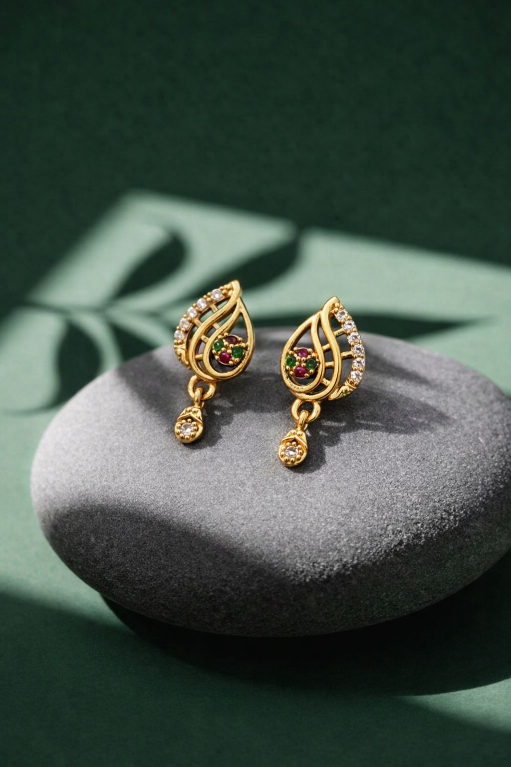 Elegant Gold Teardrop CZ Designer Drop Earrings