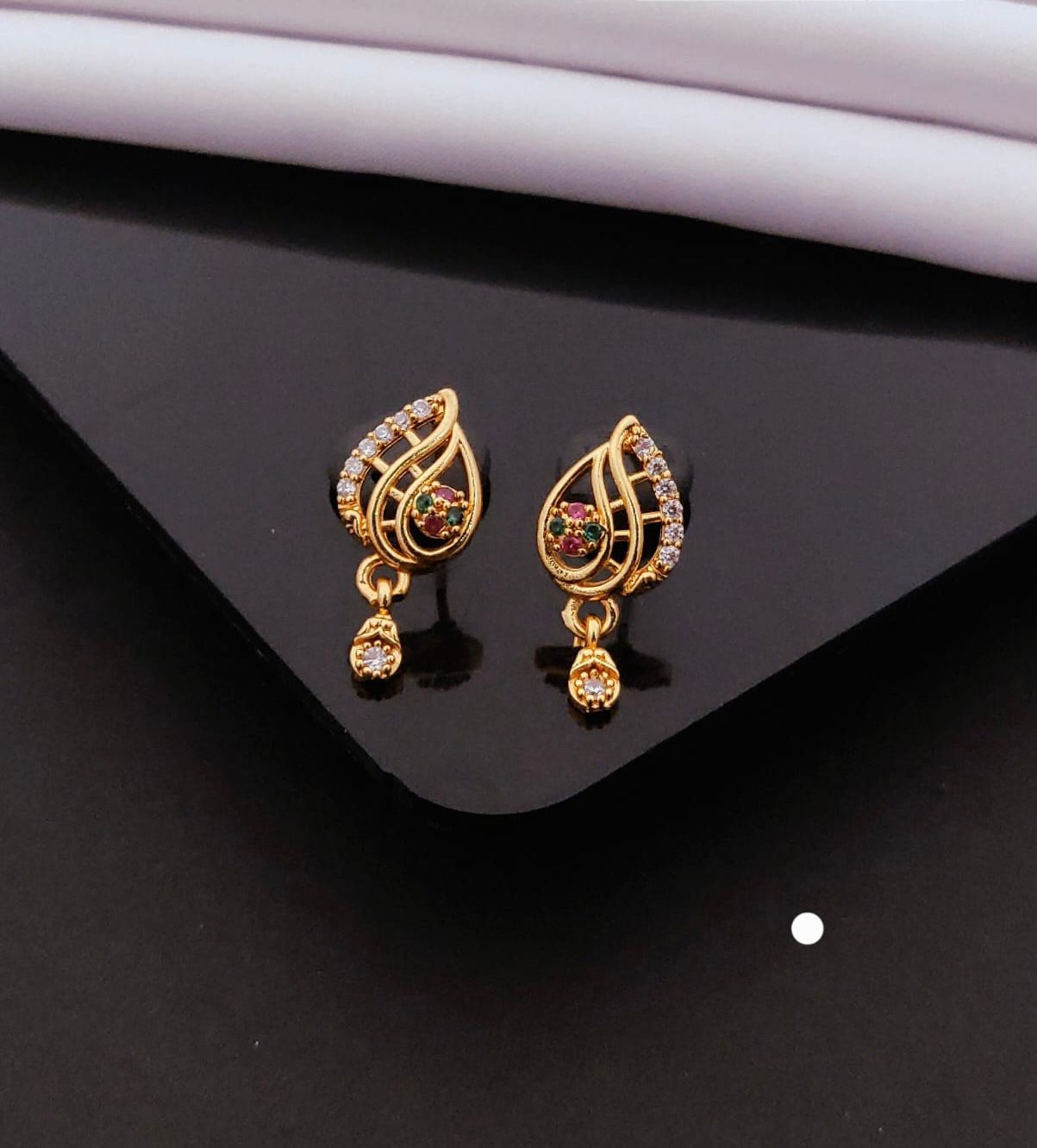 Elegant Gold Teardrop CZ Designer Drop Earrings