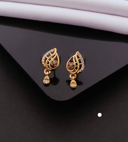 Elegant Gold Teardrop CZ Designer Drop Earrings