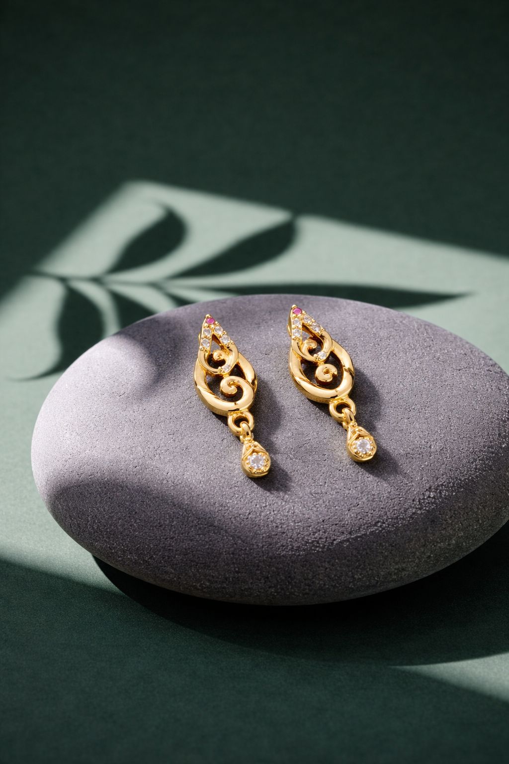 Elegant Gold Teardrop CZ Designer Drop Earrings