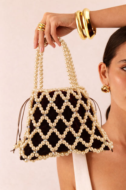 Luxury Pearl Embellished Velvet Potli Bag