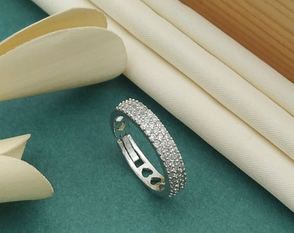 Luxury Micro Pave Diamond Ring – Elegant Silver Sparkle Band for Women