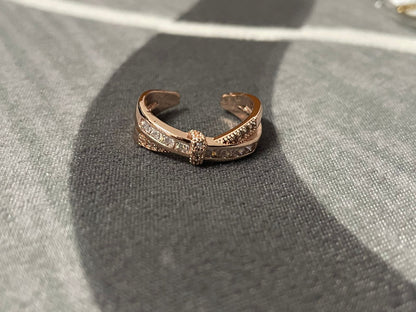 Elegant Rose Gold Adjustable Crystal Knot Ring for Women