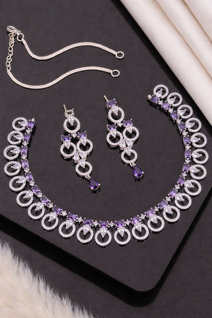 Elegant Emerald Green Crystal Designer Necklace Set with Long Earrings