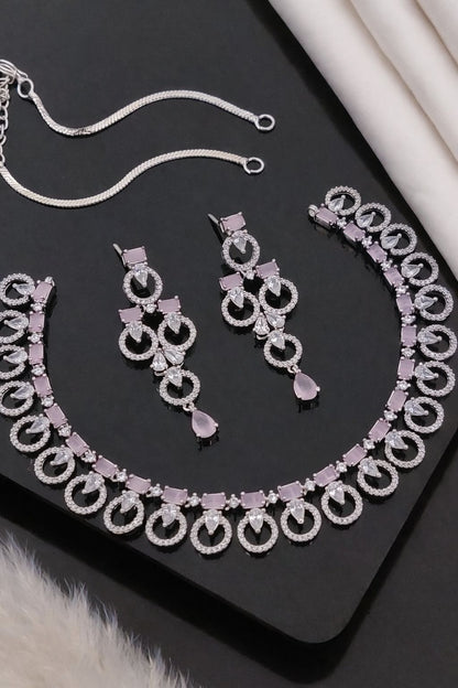 Elegant Emerald Green Crystal Designer Necklace Set with Long Earrings