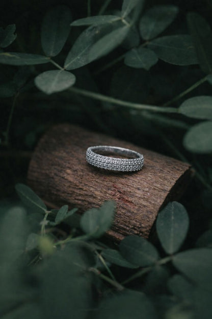 Luxury Micro Pave Diamond Ring – Elegant Silver Sparkle Band for Women