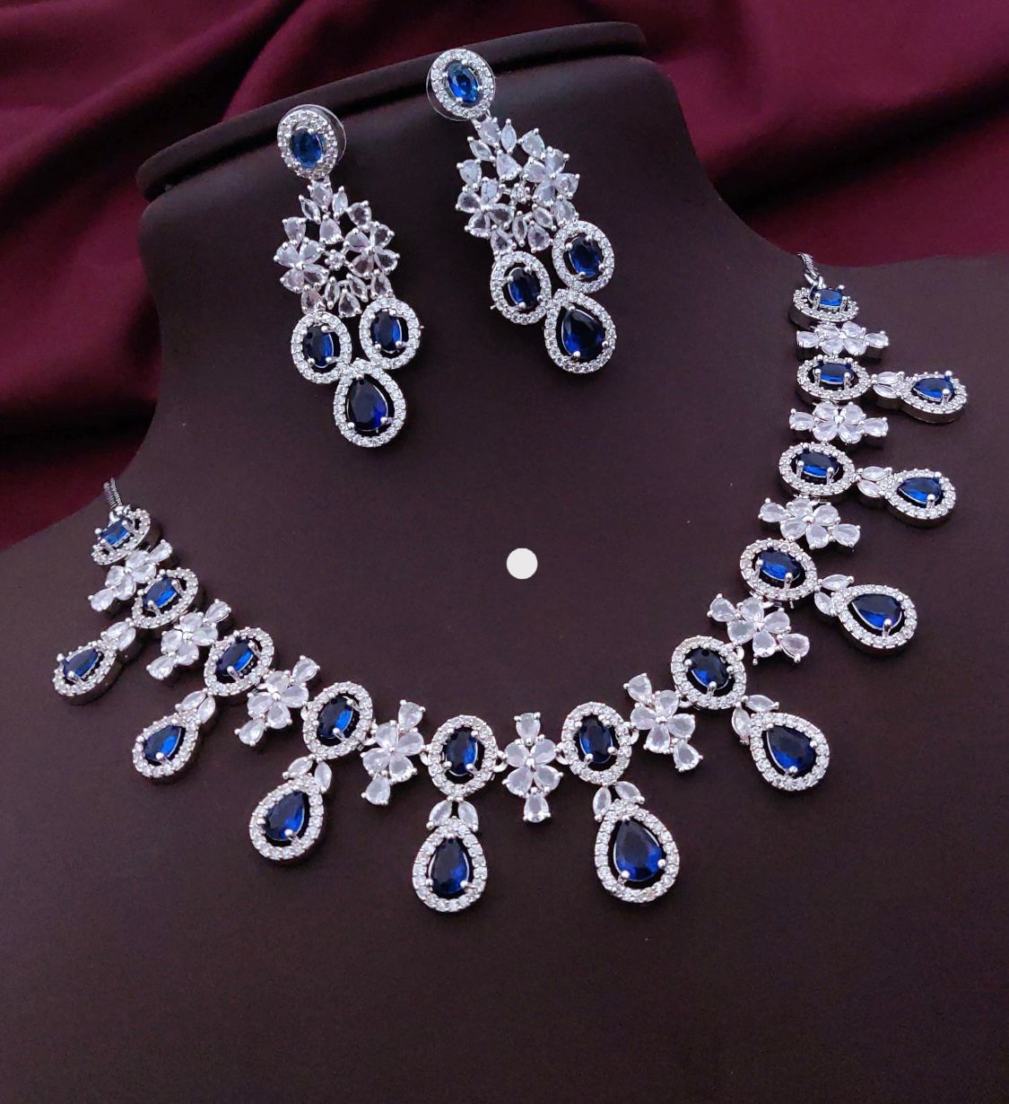Blush Royale Floral Diamond Necklace Set – Pink Crystal Bridal Elegance by KRISHAURA