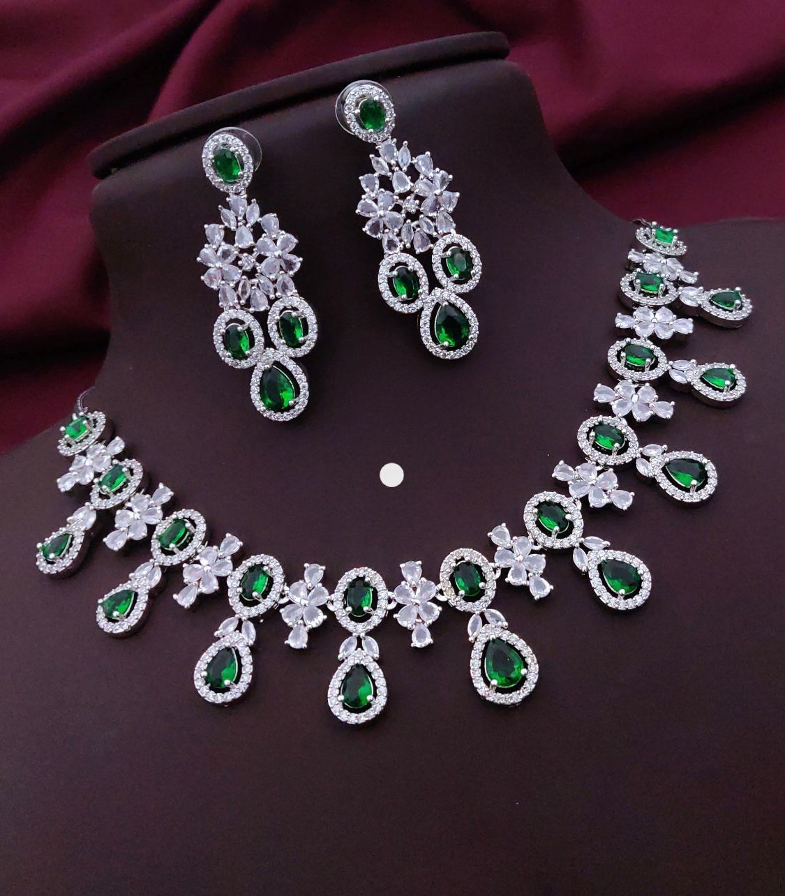 Blush Royale Floral Diamond Necklace Set – Pink Crystal Bridal Elegance by KRISHAURA