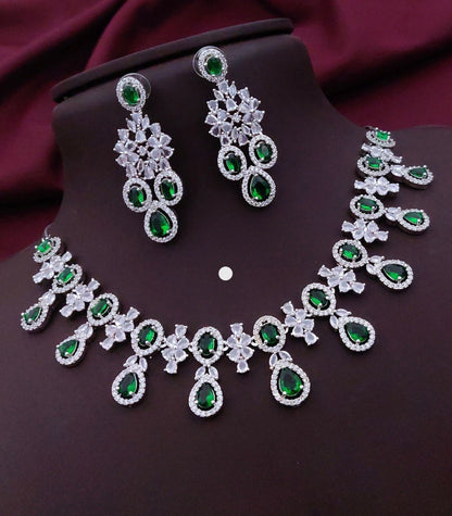 Blush Royale Floral Diamond Necklace Set – Pink Crystal Bridal Elegance by KRISHAURA