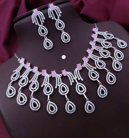 Sapphire Cascade Diamond Necklace Set – Royal Blue Bridal Luxury by KRISHAURA