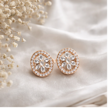Floral Crystal Stud Earrings