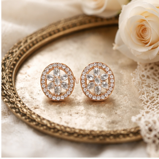 Floral Crystal Stud Earrings