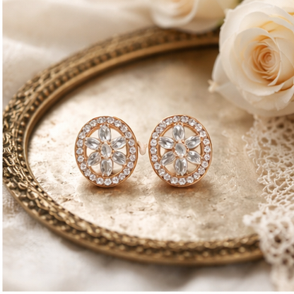 Floral Crystal Stud Earrings