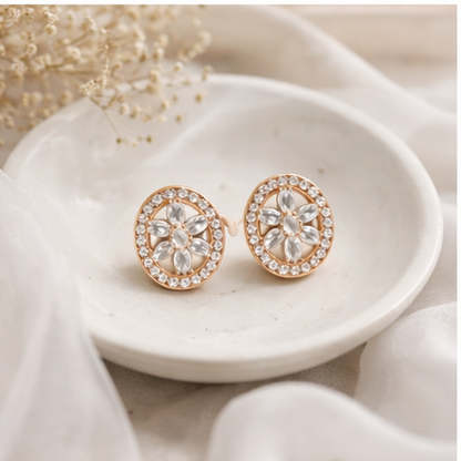 Floral Crystal Stud Earrings