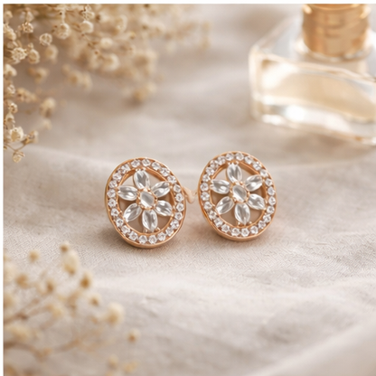 Floral Crystal Stud Earrings