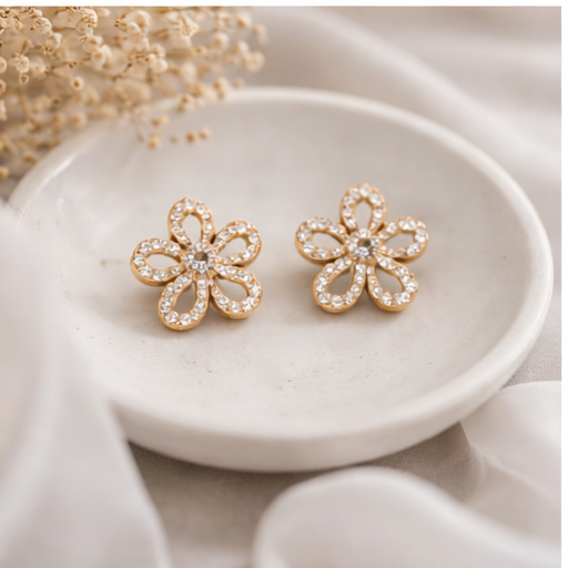 Crystal Flower Studs