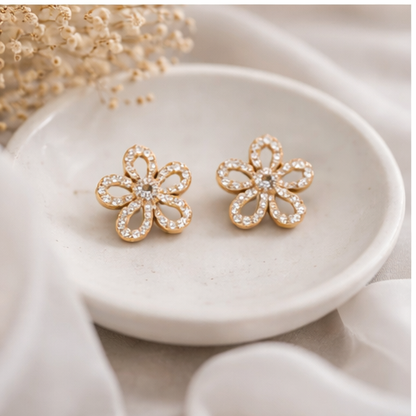 Crystal Flower Studs