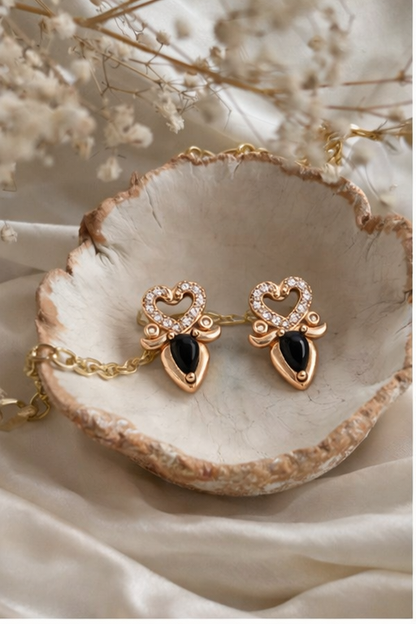 Golden Heart Drop Earrings