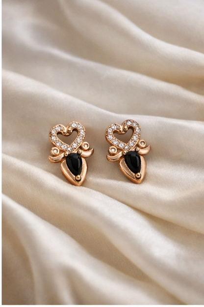 Golden Heart Drop Earrings