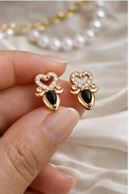 Golden Heart Drop Earrings