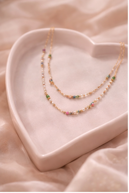 Pearl Layered Charm Necklace