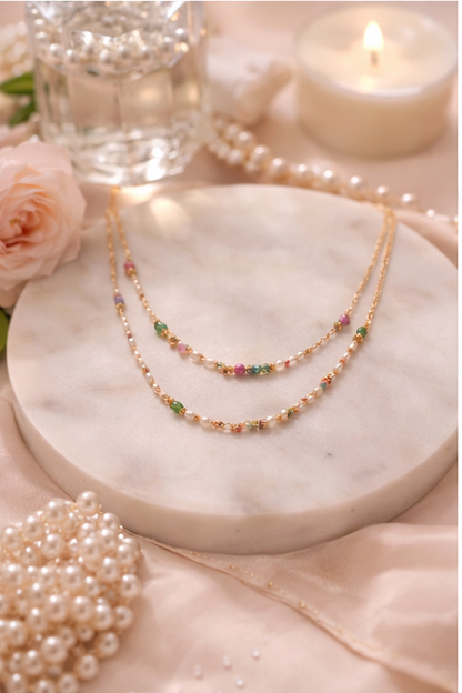 Pearl Layered Charm Necklace