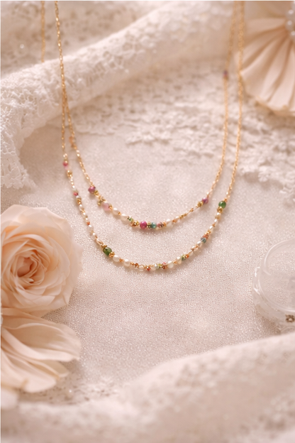 Pearl Layered Charm Necklace