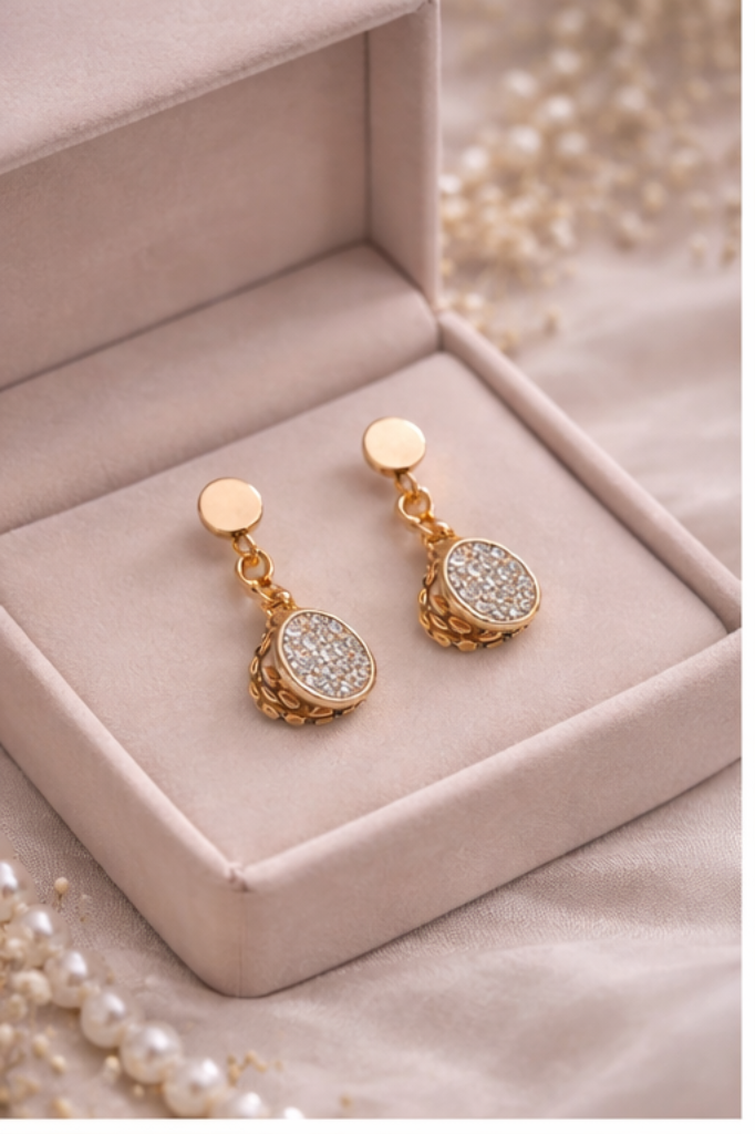 Golden Round Drop Earrings