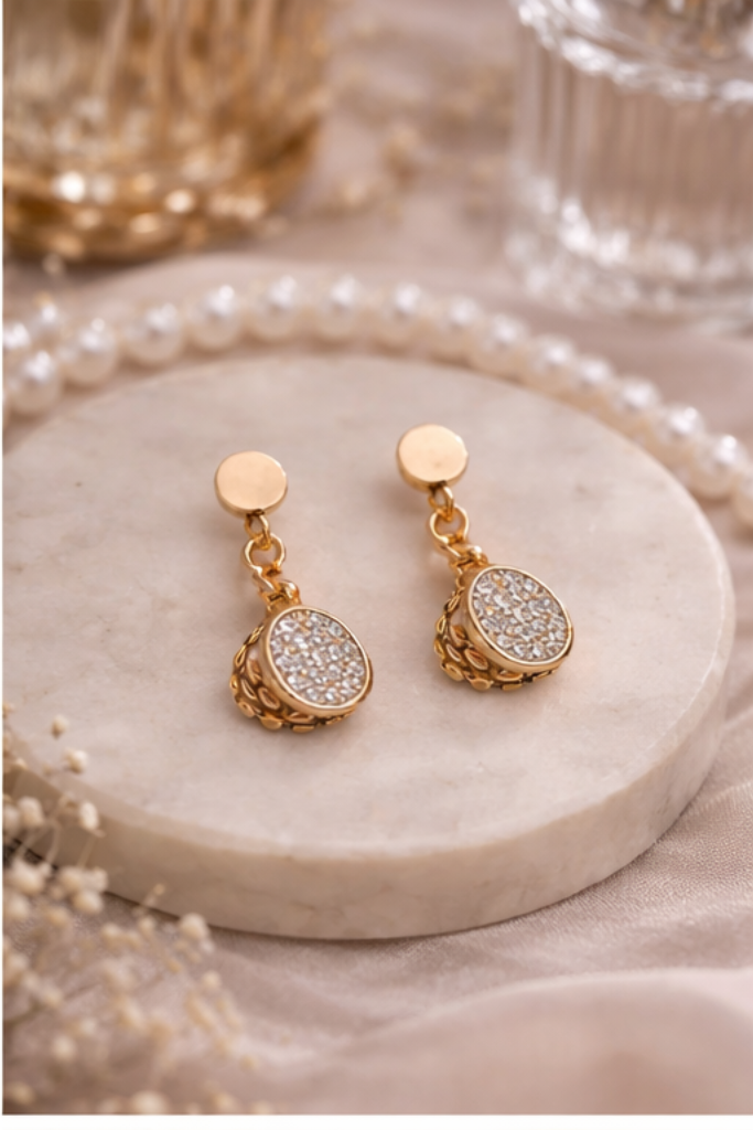 Golden Round Drop Earrings
