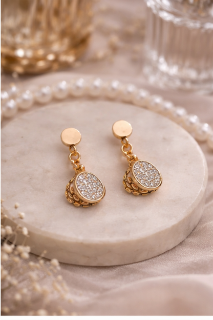 Golden Round Drop Earrings