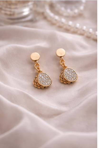 Golden Round Drop Earrings