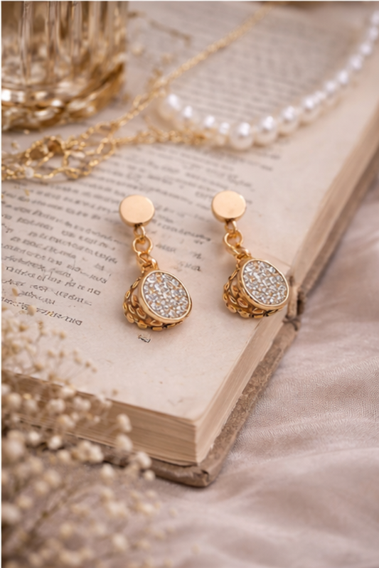 Golden Round Drop Earrings