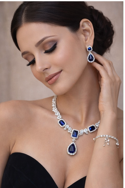 Sapphire Diamond Necklace Set