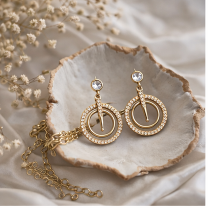Crystal Circle Drop Earrings