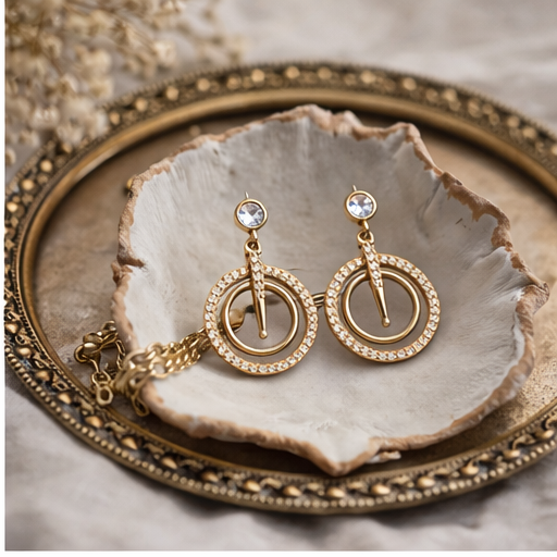 Crystal Circle Drop Earrings