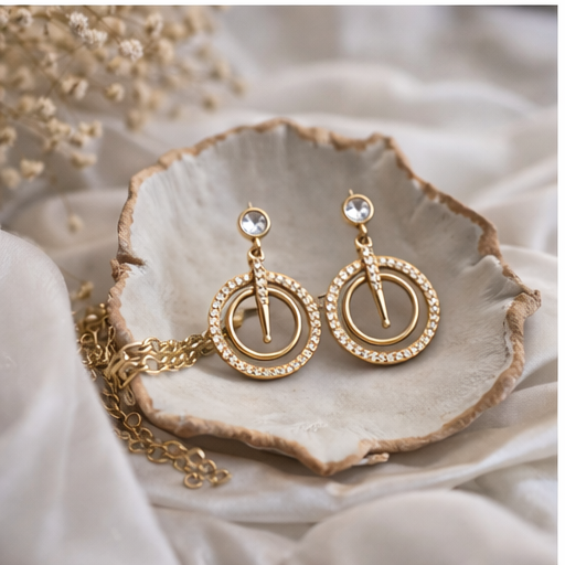 Crystal Circle Drop Earrings